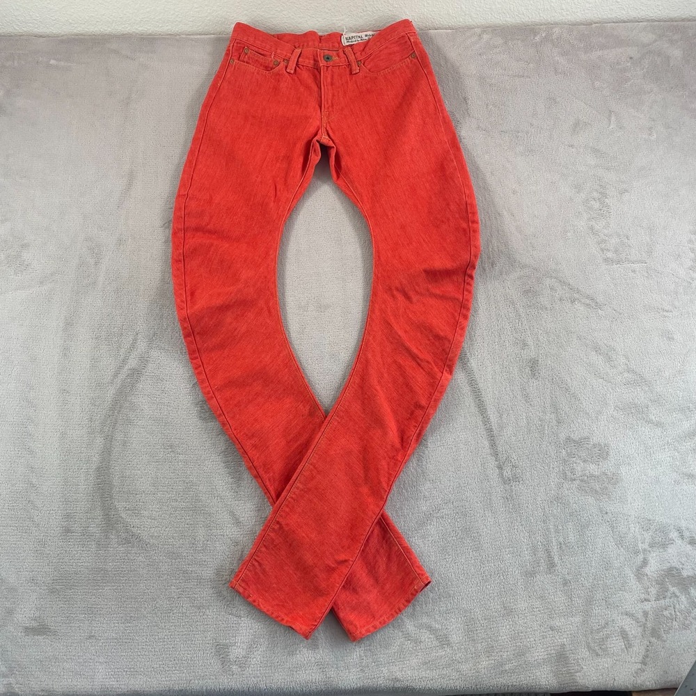 Kapital Japanese Denim Jeans Men 1 (29x35) Orange 3D‎ Made in Japan Okayama